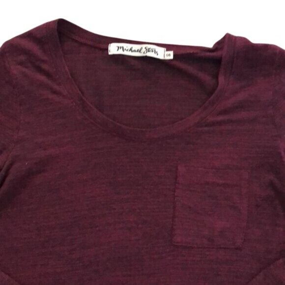 Michael Stars Chelsea Triblend High Low Maroon Long Sleeve T-shirt - Picture 2 of 3